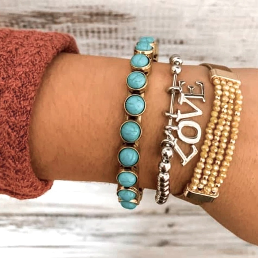 NEW Gold and Turquoise Magnetic Bracelet - Picture 3 of 6